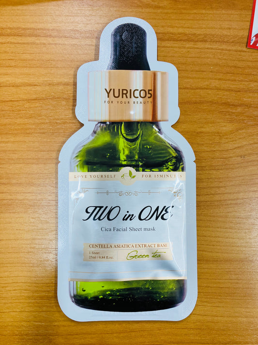 YURICOS Two in One Cica　フェイシャルシートマスク（Green　Tea）